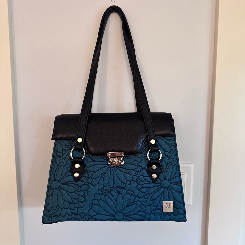 Karen Wilson Handmade Leather Shoulder Bag (floral textile)